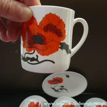 Load image into Gallery viewer, Susie Cooper Six Trios: Cups, Saucers and Sides Plates Cornpoppy Wedgwood
