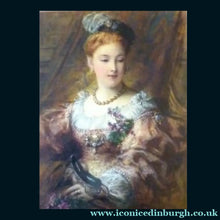 Load image into Gallery viewer, SWEDISH ART: Egron Sillif  Lundgren (1815 - 1875)  Watercolour Portrait of a Lady Dressed for a Masked Ball
