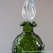 Load image into Gallery viewer, SWEDISH ASEDA GLASBRUK "Thumbprint" Decanter. Stylish Vintage Bristol Dark Green Glass. Designed by Bo Bergstom, Sweden
