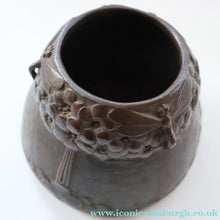 Load image into Gallery viewer, Swedish Bronze Pot / Vase by John Farngren (1884 - 1960) for Otto Meyer. Decorated with Relief Dragonflies and Flowers. SIGNED
