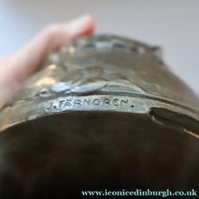 Load image into Gallery viewer, Swedish Bronze Pot / Vase by John Farngren (1884 - 1960) for Otto Meyer. Decorated with Relief Dragonflies and Flowers. SIGNED
