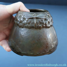 Load image into Gallery viewer, Swedish Bronze Pot / Vase by John Farngren (1884 - 1960) for Otto Meyer. Decorated with Relief Dragonflies and Flowers. SIGNED
