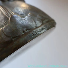 Load image into Gallery viewer, Swedish Bronze Pot / Vase by John Farngren (1884 - 1960) for Otto Meyer. Decorated with Relief Dragonflies and Flowers. SIGNED
