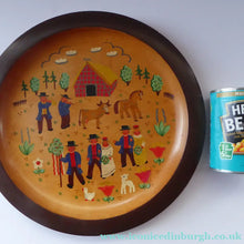 Load image into Gallery viewer, SWEDISH FOLK ART 1930s Wooden Plate. Rare Hand Painted Wedding Plate. Signed with initials and dated 1936 on the reverse
