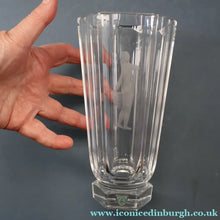 Load image into Gallery viewer, SWEDISH GLASS. Nils Landberg for Orrefors. TALL Vase with a Etched Nude Woman. 7 3/4 inches
