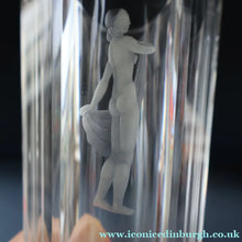 Load image into Gallery viewer, SWEDISH GLASS. Nils Landberg for Orrefors. TALL Vase with a Etched Nude Woman. 7 3/4 inches

