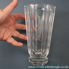 Load image into Gallery viewer, SWEDISH GLASS. Nils Landberg for Orrefors. TALL Vase with a Etched Nude Woman. 7 3/4 inches
