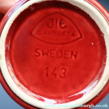Load image into Gallery viewer, SWEDISH. JIE Gantofta Breakfast Set: Claret Ceramic Salt &amp; Pepper Set, Mustard Pot, Jam Pot on Teak Stand
