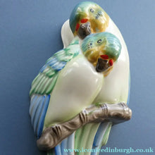 Load image into Gallery viewer, ART DECO 1930s Wall Pocket by CLARICE CLIFF. In the form of two Love Birds or Budgies
