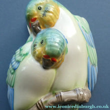 Load image into Gallery viewer, ART DECO 1930s Wall Pocket by CLARICE CLIFF. In the form of two Love Birds or Budgies
