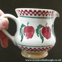 Load image into Gallery viewer, Irish Ceramic Milk Jug or Creamer by Nicholas Mosse. Spongeware Red Apples Design
