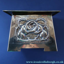 Load image into Gallery viewer, Sweet Miniature Arts &amp; Craft Brass GLASGOW SCHOOL Planter with Rose Repousee Decoration; c 1910s
