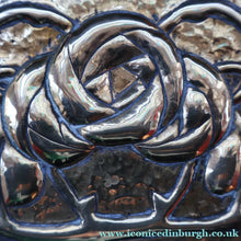 Load image into Gallery viewer, Sweet Miniature Arts &amp; Craft Brass GLASGOW SCHOOL Planter with Rose Repousee Decoration; c 1910s
