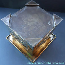 Load image into Gallery viewer, Sweet Miniature Arts &amp; Craft Brass GLASGOW SCHOOL Planter with Rose Repousee Decoration; c 1910s
