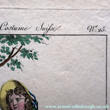 Load image into Gallery viewer, SWISS CANTONS. Regional Costume Studies. Four ANTIQUE 19th Century Hand Coloured Engravings
