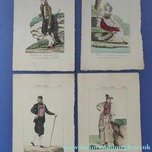 Load image into Gallery viewer, SWISS CANTONS. Regional Costume Studies. Four ANTIQUE 19th Century Hand Coloured Engravings
