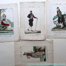 Load image into Gallery viewer, SWISS CANTONS. Regional Costume Studies. Four ANTIQUE 19th Century Hand Coloured Engravings
