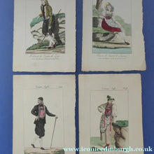 Load image into Gallery viewer, SWISS CANTONS. Regional Costume Studies. Four ANTIQUE 19th Century Hand Coloured Engravings

