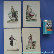 Load image into Gallery viewer, SWISS CANTONS. Regional Costume Studies. Four ANTIQUE 19th Century Hand Coloured Engravings
