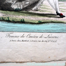 Load image into Gallery viewer, SWISS CANTONS. Regional Costume Studies. Four ANTIQUE 19th Century Hand Coloured Engravings
