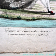 Load image into Gallery viewer, SWISS CANTONS. Regional Costume Studies. Four ANTIQUE 19th Century Hand Coloured Engravings
