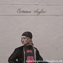 Load image into Gallery viewer, SWISS CANTONS. Regional Costume Studies. Four ANTIQUE 19th Century Hand Coloured Engravings
