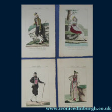Load image into Gallery viewer, SWISS CANTONS. Regional Costume Studies. Four ANTIQUE 19th Century Hand Coloured Engravings
