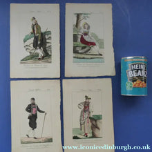 Load image into Gallery viewer, SWISS CANTONS. Regional Costume Studies. Four ANTIQUE 19th Century Hand Coloured Engravings
