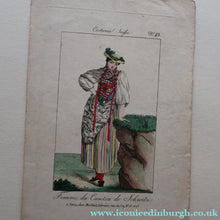 Load image into Gallery viewer, SWISS CANTONS. Regional Costume Studies. Four ANTIQUE 19th Century Hand Coloured Engravings
