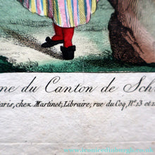 Load image into Gallery viewer, SWISS CANTONS. Regional Costume Studies. Four ANTIQUE 19th Century Hand Coloured Engravings
