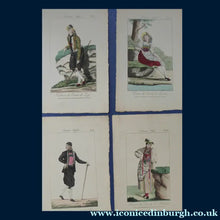 Load image into Gallery viewer, SWISS CANTONS. Regional Costume Studies. Four ANTIQUE 19th Century Hand Coloured Engravings
