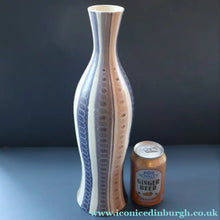 Load image into Gallery viewer, TALL 1950s Freeform Poole Bottle Vase by Alfred Rhead (PLC Pattern; 694 Shape). 14 1/4 inches
