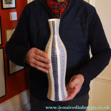 Load image into Gallery viewer, TALL 1950s Freeform Poole Bottle Vase by Alfred Rhead (PLC Pattern; 694 Shape). 14 1/4 inches
