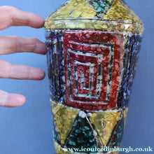 Load image into Gallery viewer, 1960s Italian Vase with Unusual Mottled Glazes and Geometric Sgraffito Patterns
