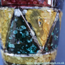 Load image into Gallery viewer, 1960s Italian Vase with Unusual Mottled Glazes and Geometric Sgraffito Patterns
