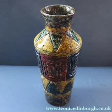 Load image into Gallery viewer, 1960s Italian Vase with Unusual Mottled Glazes and Geometric Sgraffito Patterns
