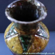 Load image into Gallery viewer, 1960s Italian Vase with Unusual Mottled Glazes and Geometric Sgraffito Patterns
