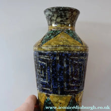 Load image into Gallery viewer, 1960s Italian Vase with Unusual Mottled Glazes and Geometric Sgraffito Patterns
