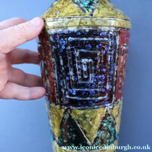 Load image into Gallery viewer, 1960s Italian Vase with Unusual Mottled Glazes and Geometric Sgraffito Patterns
