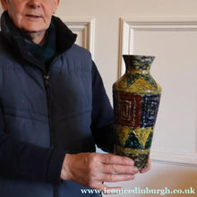 Load image into Gallery viewer, 1960s Italian Vase with Unusual Mottled Glazes and Geometric Sgraffito Patterns
