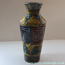 Load image into Gallery viewer, 1960s Italian Vase with Unusual Mottled Glazes and Geometric Sgraffito Patterns

