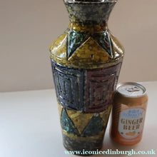 Load image into Gallery viewer, 1960s Italian Vase with Unusual Mottled Glazes and Geometric Sgraffito Patterns
