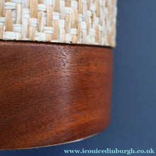 Load image into Gallery viewer, TALL 1970s Scandinavian Style Teak Table Lamp with Woven Straw Cladding
