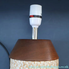 Load image into Gallery viewer, TALL 1970s Scandinavian Style Teak Table Lamp with Woven Straw Cladding
