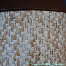 Load image into Gallery viewer, TALL 1970s Scandinavian Style Teak Table Lamp with Woven Straw Cladding
