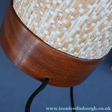 Load image into Gallery viewer, TALL 1970s Scandinavian Style Teak Table Lamp with Woven Straw Cladding
