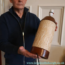 Load image into Gallery viewer, TALL 1970s Scandinavian Style Teak Table Lamp with Woven Straw Cladding

