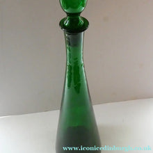 Load image into Gallery viewer, TALL Emerald Green Glass GENIE Vase with Original Hollow Hand Blown Stopper. 25 inches

