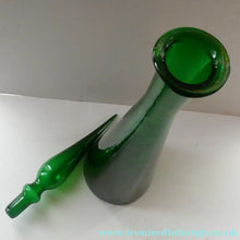 Load image into Gallery viewer, TALL Emerald Green Glass GENIE Vase with Original Hollow Hand Blown Stopper. 25 inches
