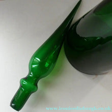Load image into Gallery viewer, TALL Emerald Green Glass GENIE Vase with Original Hollow Hand Blown Stopper. 25 inches
